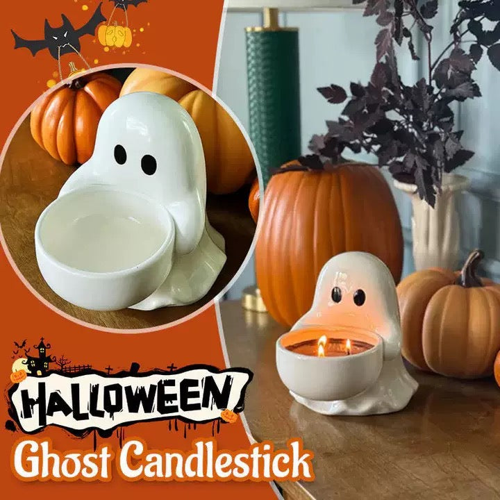 Halloween Bestseller | Cute Ghost Ceramic Candle Holder, Creative Home Aromatherapy Decor, Festival Gift for Cross-Border Sales