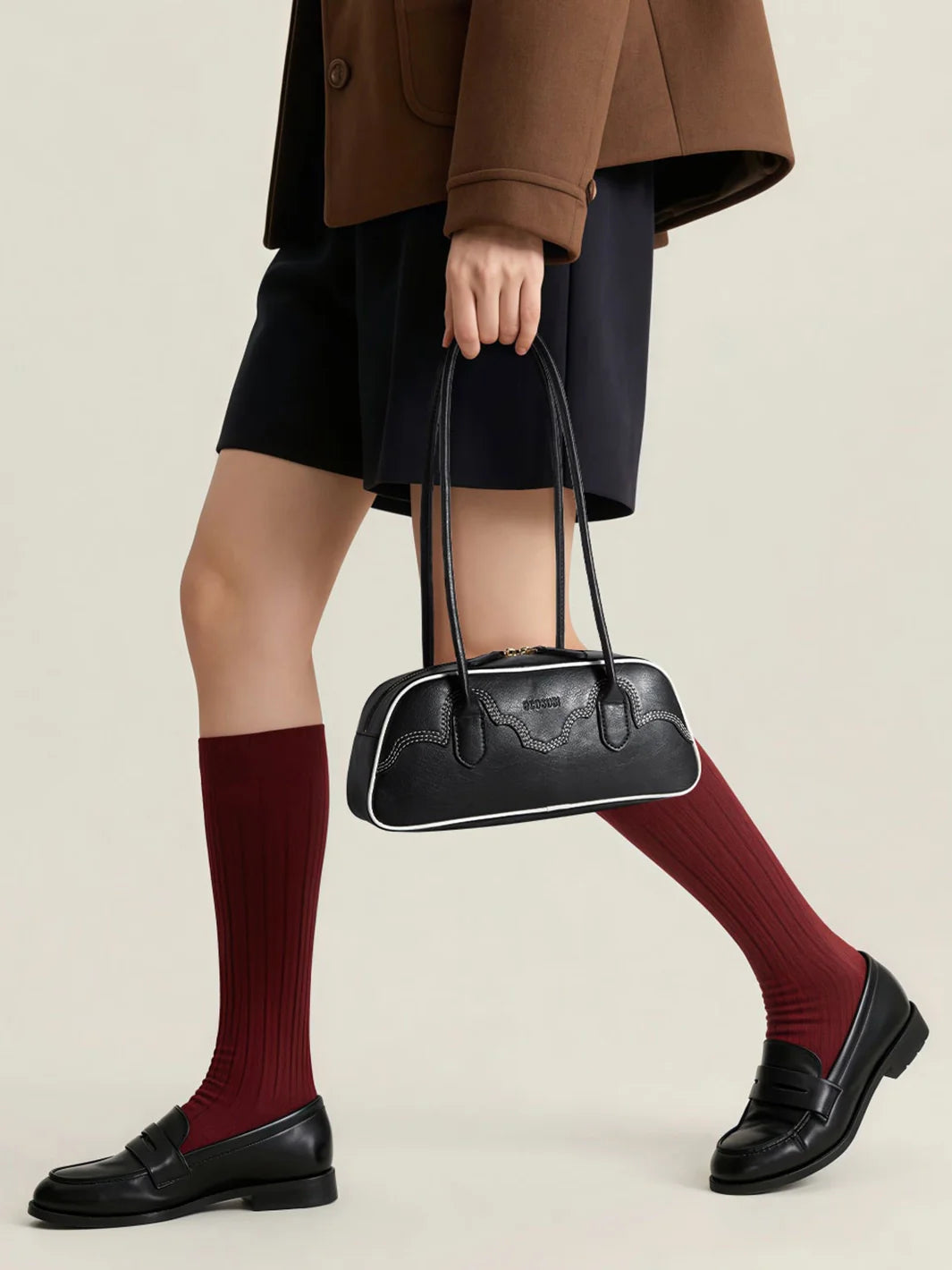 Evelyn Vegan Leather Baguette Bag