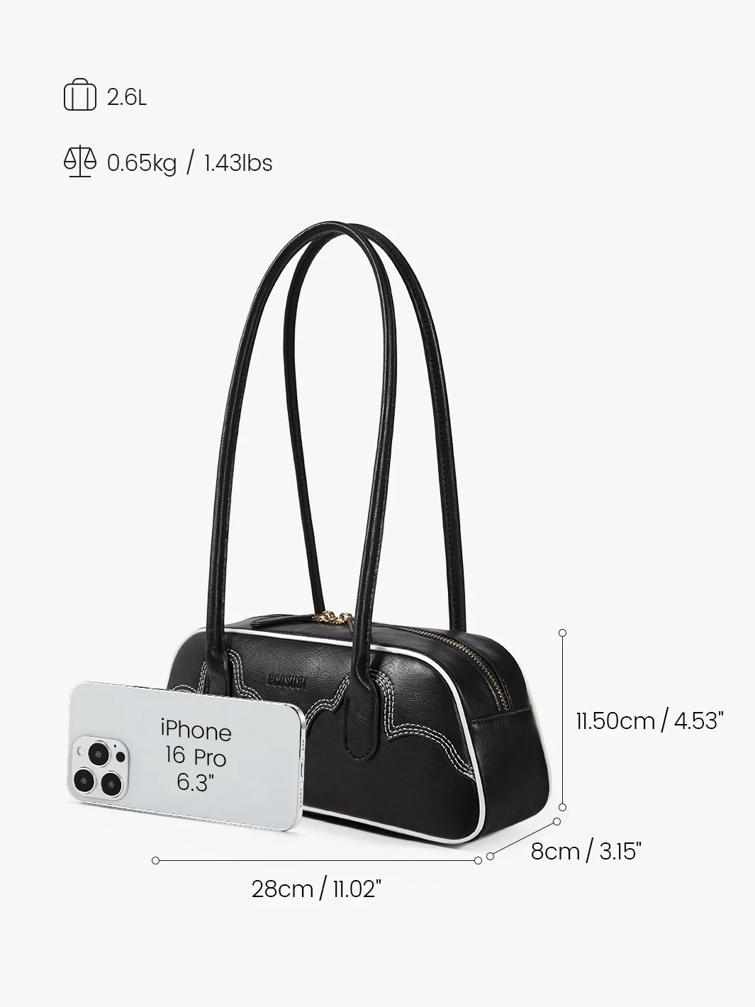 Evelyn Vegan Leather Baguette Bag