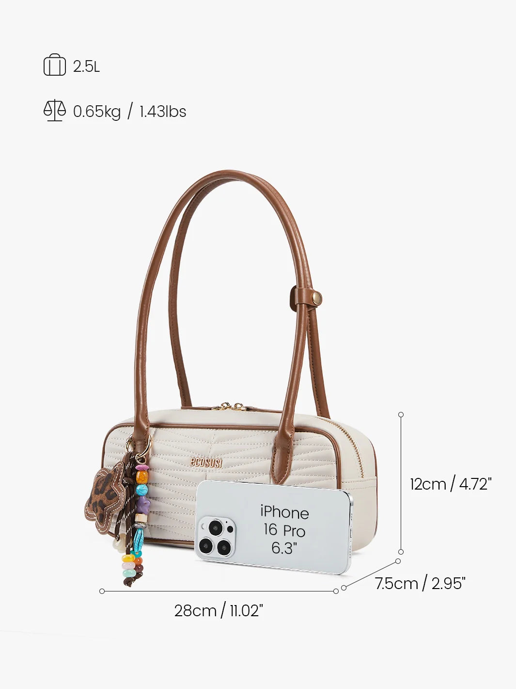 Elise Quilted Vegan Leather Baguette Bag